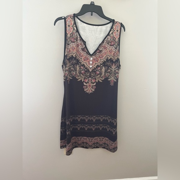 None Dresses & Skirts - Black and Pink Paisley Sleeveless dress